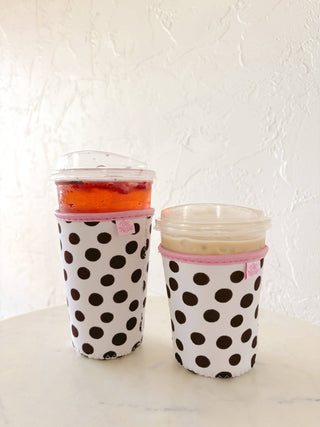 Small Coffee Cup Cover Brown Polka